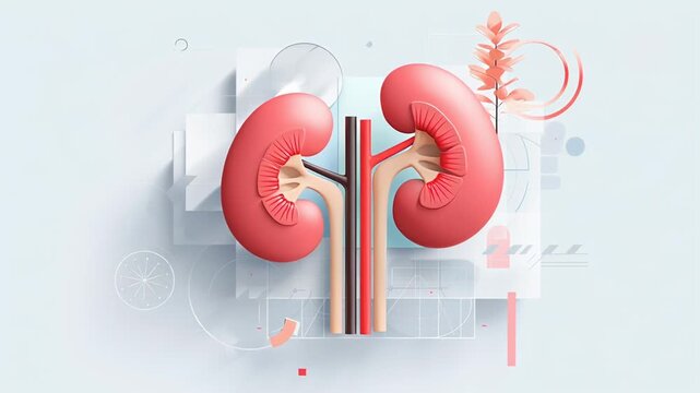 Chronic renal care concept, simple anatomical kidney illustration with subtle wellness elements, clean layout, disease modern healthcare infographic style 