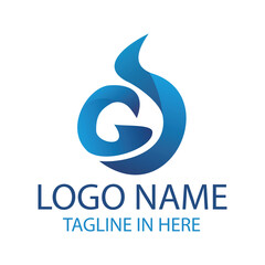 Obraz premium Modern letter G and water logo. Abstract Waterdrop Vector illustration