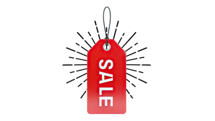 Red Sale Tag with Burst Effect