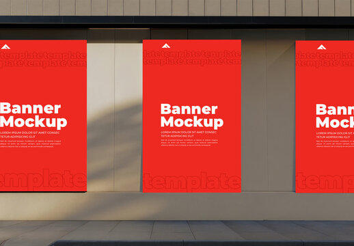 Banner Mockup Mounted on Street Pole