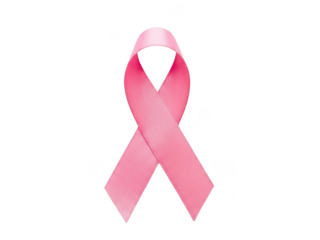 Pink ribbon symbolizing breast cancer awareness isolated on transparent background