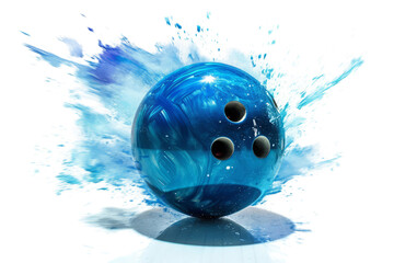 Colorful bowling ball in motion with energy trail