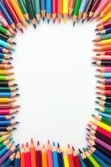 Colorful pencils arranged in a circle