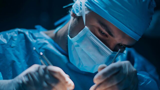 Dentist performing root canal treatment, sterile dental workspace, simple composition, clean instruments, calm atmosphere, bright medical lighting, editorial healthcare
