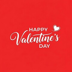 Happy Valentine&rsquo;s Day Elegant Script Typography on Red Background