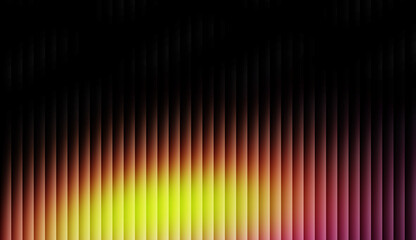 Fototapeta premium Abstract warm yellow and magenta pink vertical stripes on black background. Modern neon light gradient with rhythmic glowing lines, sleek futuristic motion effect, and vibrant digital texture.