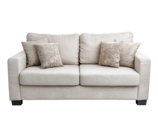 Cozy sofa with decorative cushions for relaxation.