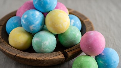 colorful easter eggs in a basket