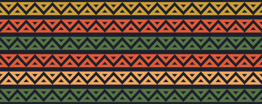 Mexican line seamless pattern. African ethnic motif border. Aztec triangular ornament line stripe. Mexican or African ethnic culture ornament. Vector illustration isolated on white background.