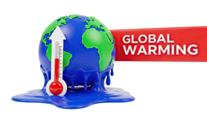 Melting Earth and Thermometer Signifying Global Warming