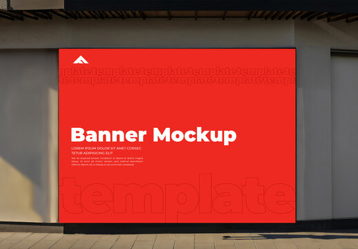 Advertising Banner Mockup Attached to Metal Fence