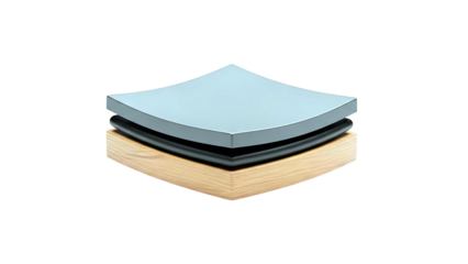 Modern layered geometric object with wood and dark materials