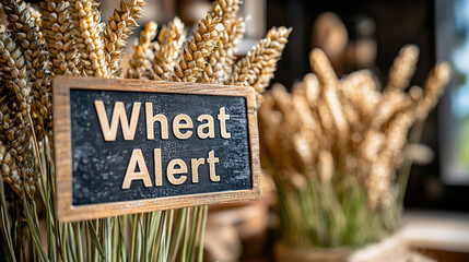 "Wheat Alert" warning in a kitchen, gluten allergy concept