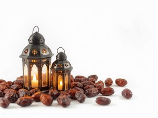 Traditional lanterns surrounded by dates