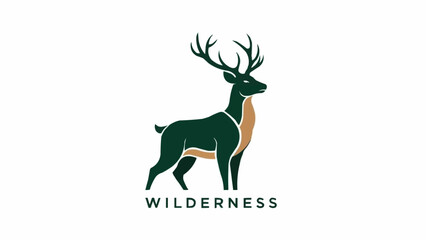Stylized Deer Illustration with Antlers and Wilderness Text.