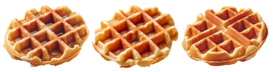 three waffles isolated on white background