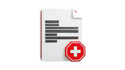 Document with Red Cross and Stop Sign Icon