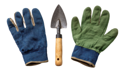 Gardening tools and gloves for planting.