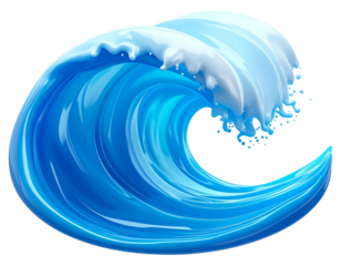 Dynamic stylized wave illustration with curling crest and vibrant hues