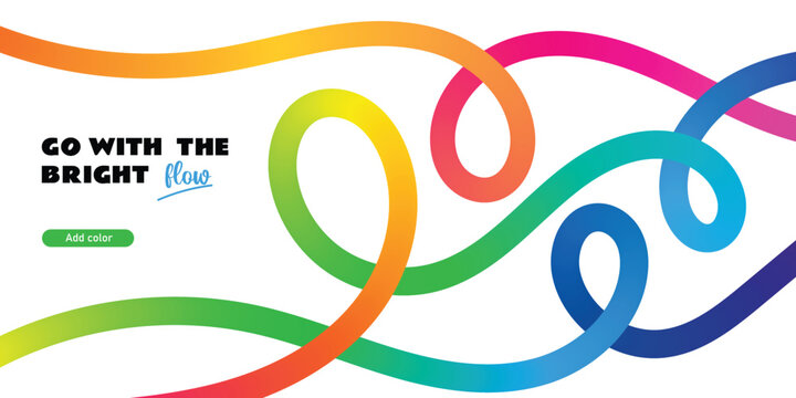 Abstract Color Lines Pattern. Vector Rainbow Gradient Ribbons. Wave Shape Flow Lines on White Background