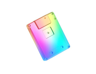 Acrylic case with rainbow gradient against black background