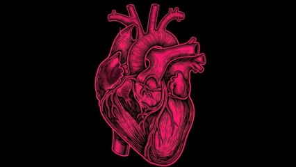 Detailed red heart illustration on black background