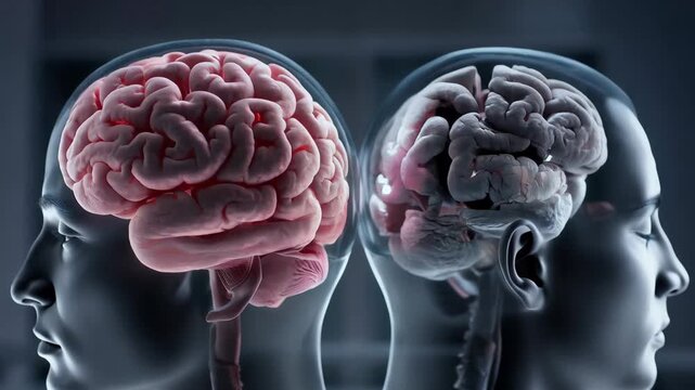 Exploring how two human brains process information and emotions in different ways through scientific visuals