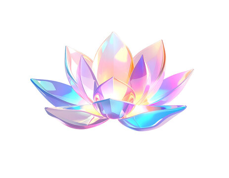 Shimmering gemstone lotus flower, vibrant hues against a black backdrop - Powered by Adobe