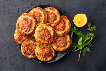 Small lahmacun, delicious  Turkish food 