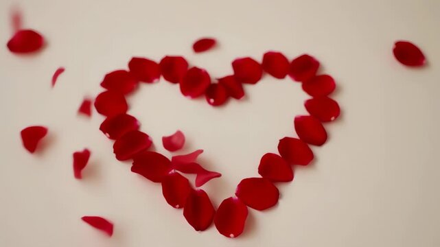 red rose petals heart