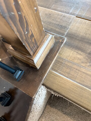 Wood Railing Post with Stair Trim and Floor