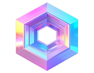 Iridescent geometric hexagonal layers fading into a central void