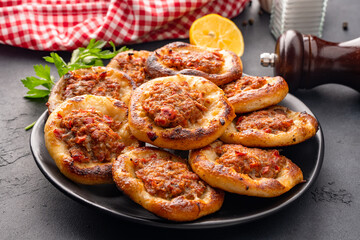 Small lahmacun, delicious  Turkish food 