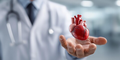 A red heart doctor's hand