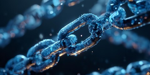 A chain of blue links with a silver chain link