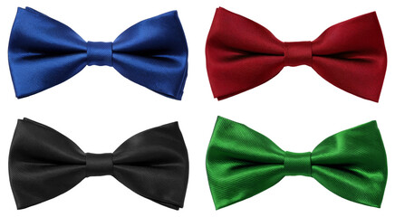 Set of Four Colorful Satin Bow Ties
