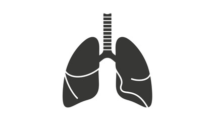 Detailed Human Lungs Anatomy Illustration, Respiratory System Organ Silhouette on Isolated White Background