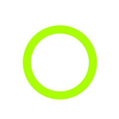 Minimalist bright green circular outline graphic on a clean white background, symbolizing selection, focus, or a modern design element for digital interfaces and presentations