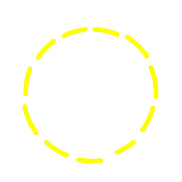 Bright yellow dashed circle on white, a minimalist graphic element for modern design, UI accents, abstract art, or subtle decorative borders and frames