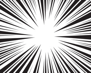 Obraz premium Comic book action lines on transparent background. Pop art style radial speed lines. Cartoon burst background with rays or superhero action frame, anime or manga style. Vector.