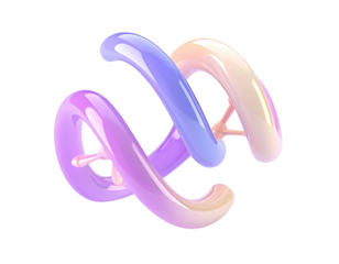 Gradient 3D looping ribbons intersect against a black background