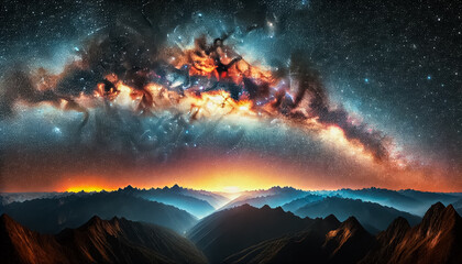 Majestic Milky Way Arching Over a Vast Mountain Range
