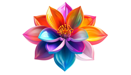 Radiant digitally rendered flower displaying a vibrant spectrum of colors