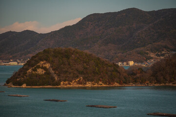 日本の岡山の美しいトワイライトタイム