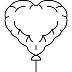 Heart-shaped brain balloon line art