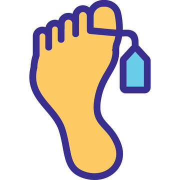Icon of a foot with a toe tag