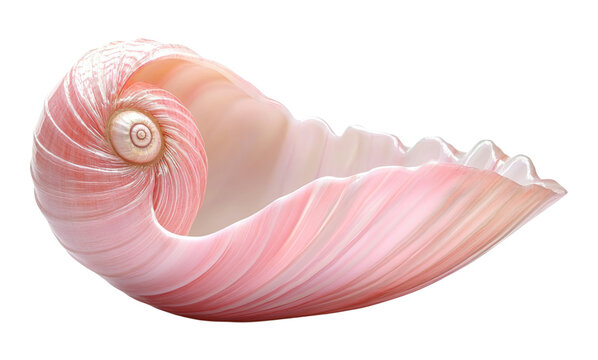 3d pink seashell on transparent background, cutout png