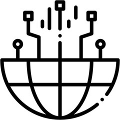 Global Digital Technology and Communication Icon