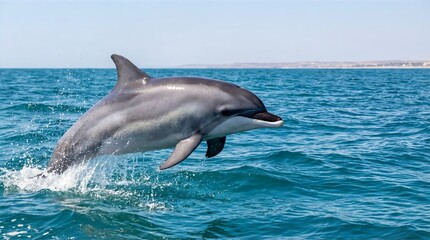 Dynamic Dolphin Leaping from Ocean Waves