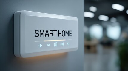A modern smart home hub with elegant lighting on a wall, perfect for futuristic living environments.